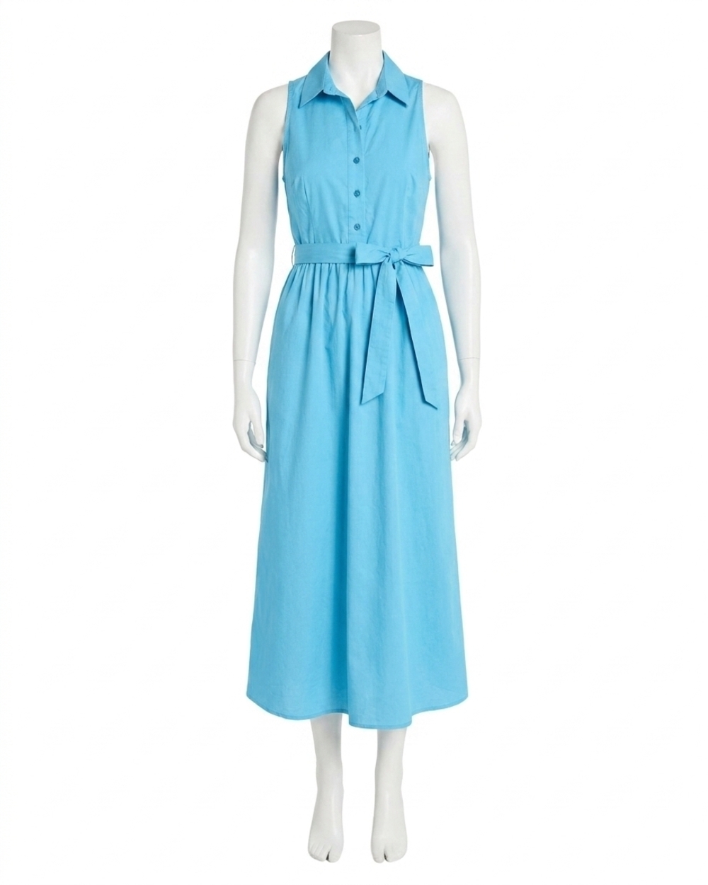 NEW MAGGY LONDON sleeveless shirt dress in turquoise blue